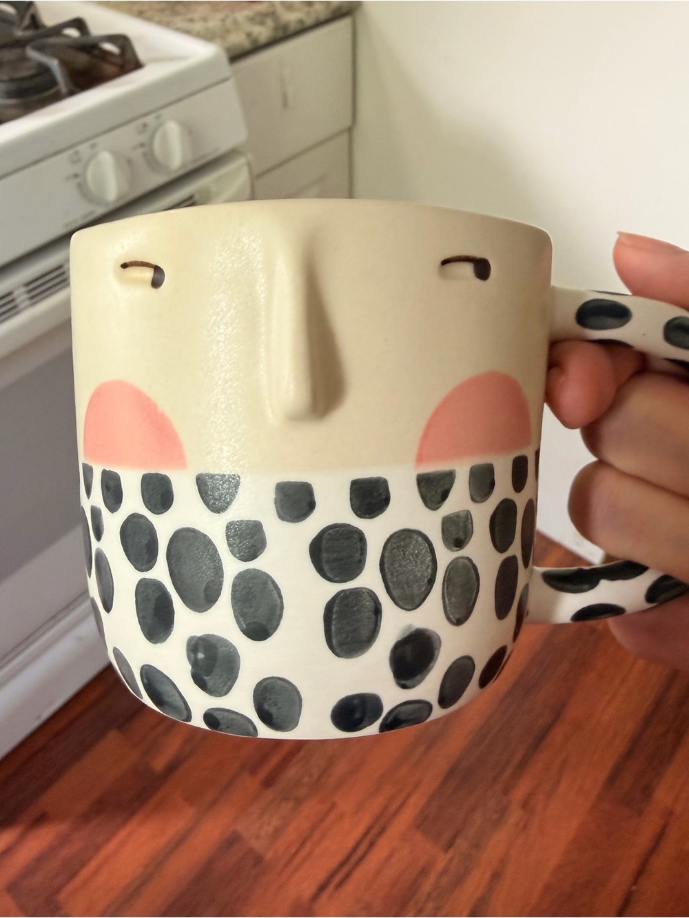 Anthropologie Fotini Tikkou Visage Polka Dot Mug